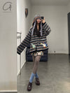 YANYAN KNITS 24 Autumn and Winter Goose Hoodie Winter Coat YYK-YYW24-0063-ZONGLV Brown/Green
